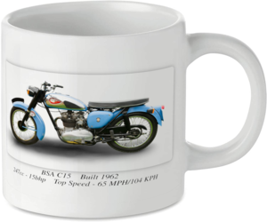 BSA C15 Motorcycle Motorbike Tea Coffee Mug Ideal Biker Gift Printed UK
