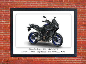 Yamaha Tracer 900 2019 Motorcycle - A3/A4 Size Print Poster