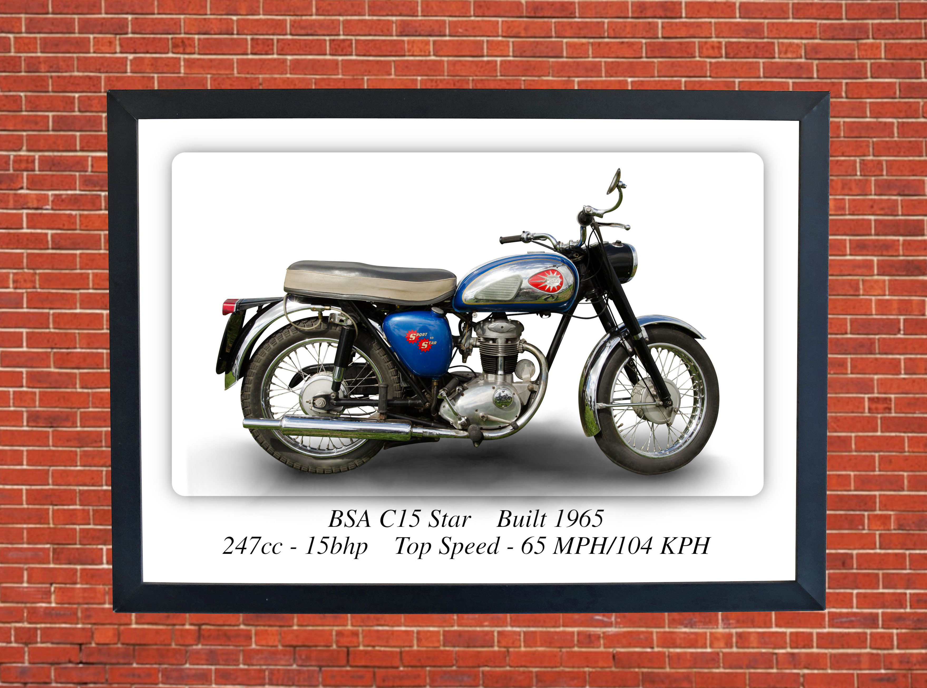 BSA C15 Star Motorbike Motorcycle - A4 - A0 Size Print Poster