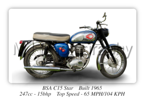 BSA C15 Star Motorbike Motorcycle - A4 - A0 Size Print Poster