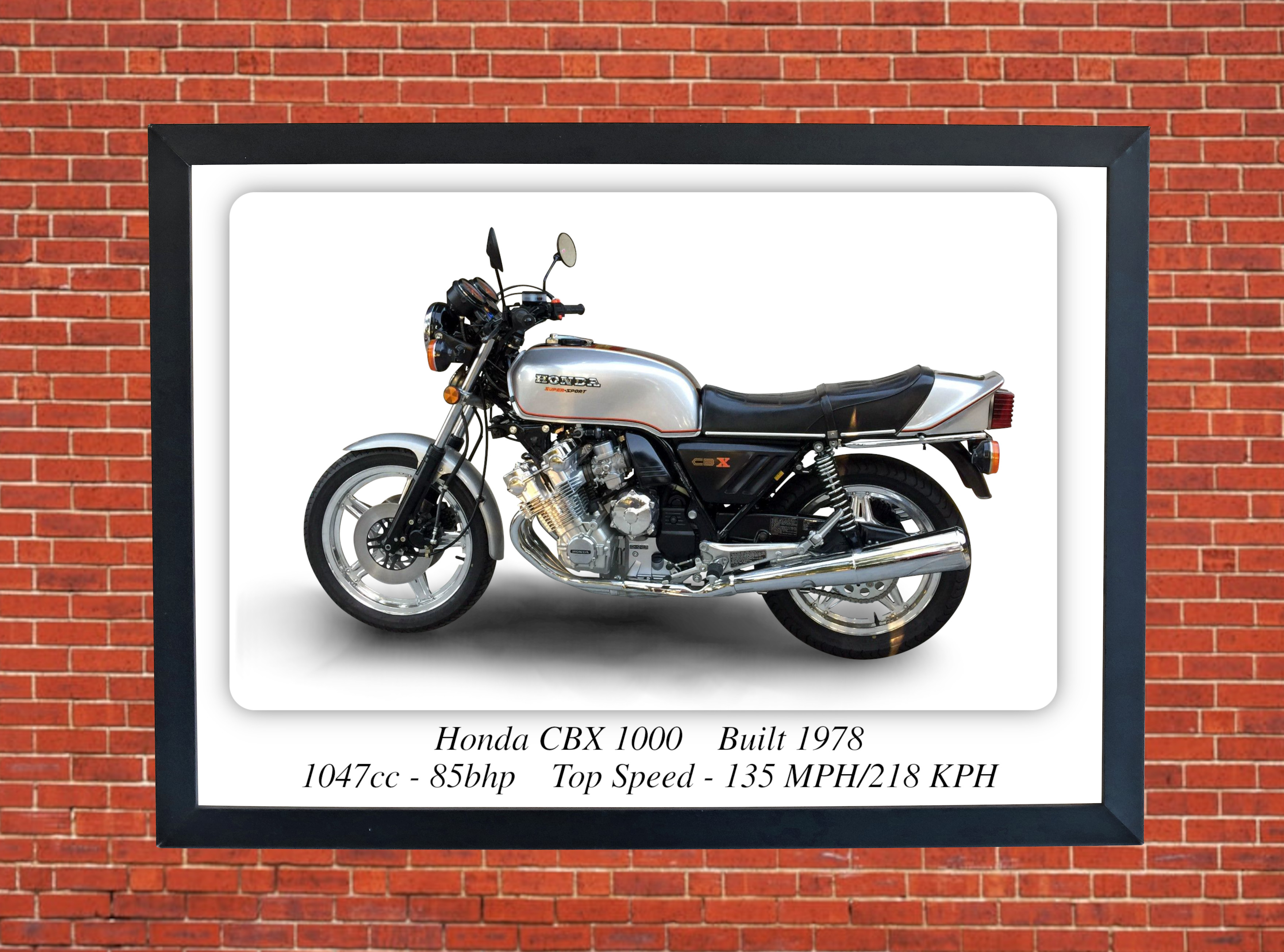 Honda Silver CBX1000 Motorcycle - A4 - A0 Size Print Poster