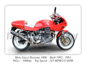 Moto Guzzi Daytona 1000 Classic Motorcycle - A3/A4 Size Print Poster
