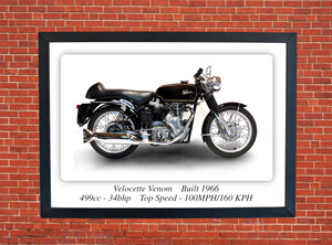 Velocette Venom 1966 Motorcycle A3/A4 Size Print Poster on Photographic Paper