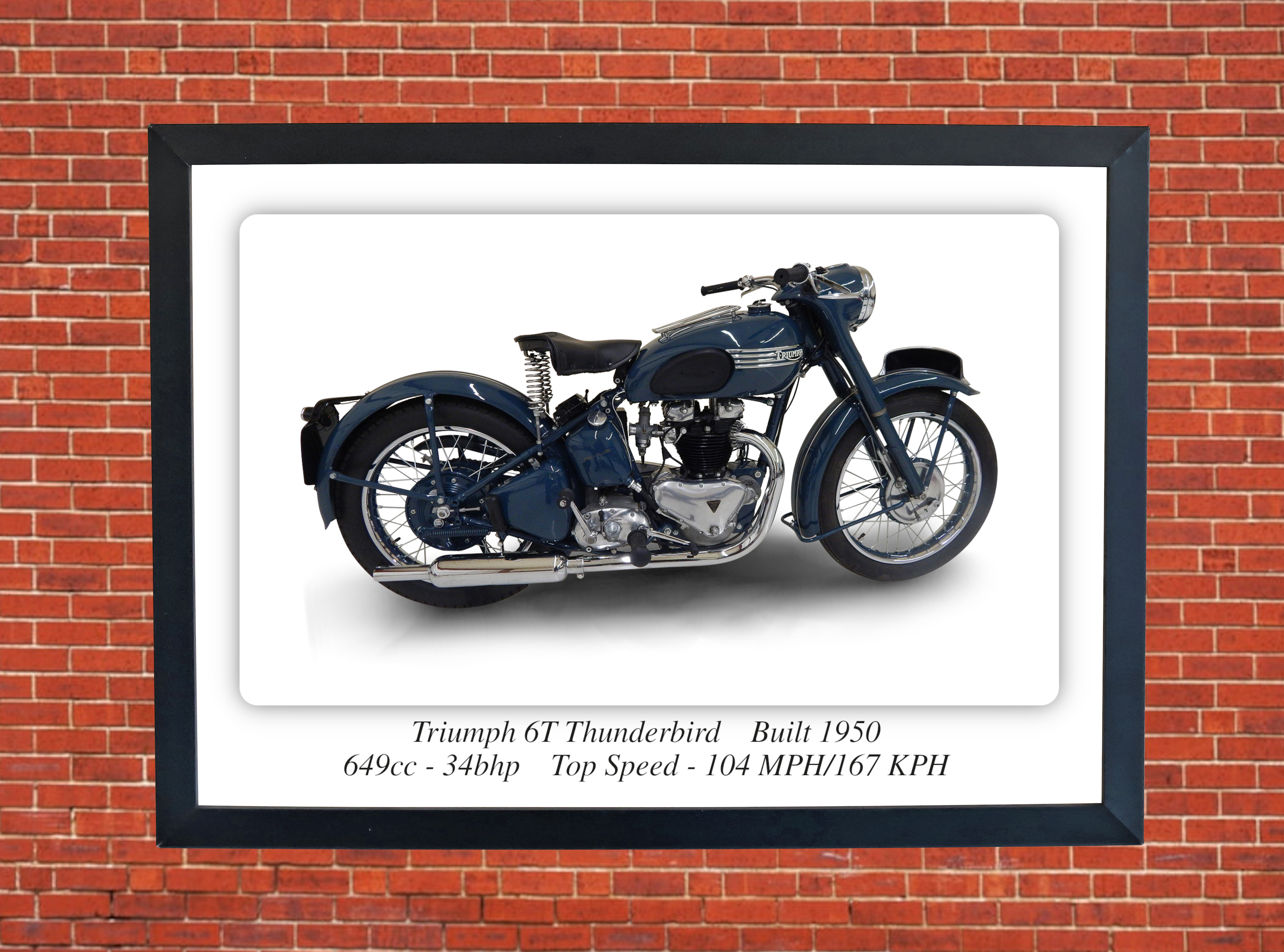 Triumph 6T Thunderbird Motorcycle A4 - A0 Size Print Poster on Photographic Paper