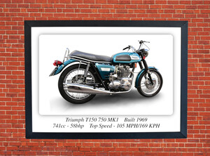 Triumph T150 750 MK1 Motorcycle A3/A4 Size Print Poster on Photographic Paper