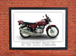 Kawasaki S2 350ss MK11 Motorcycle A3/A4 Size Print Poster on Photographic Paper