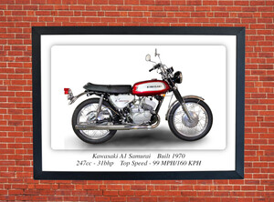 Kawasaki A1 Samurai Motorcycle A3/A4 Size Print Poster on Photographic Paper