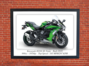 Kawasaki H2SX SE Ninja Motorcycle - A3/A4 Poster/Print