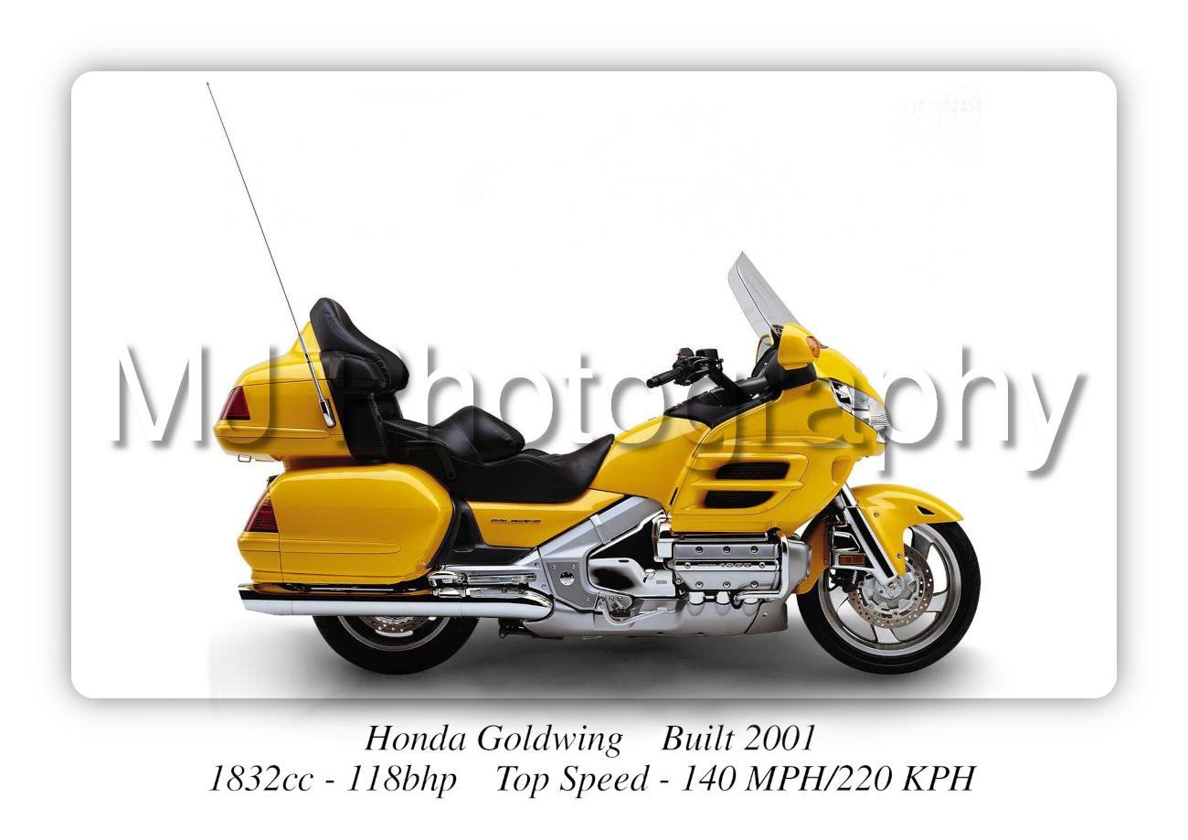 Honda Goldwing 2001 Motorcycle A4 - A0 Size Print Poster on Photographic Paper