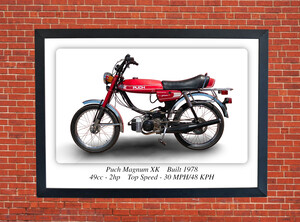 Puch Magnum XK 1978 Moped Motorcycle - A3/A4 Poster/Print