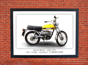 Garelli 50cc Tiger Cross Moped Motorcycle A3/A4 Size Print Poster on Photographic Paper