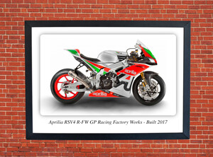 Aprilia RSV4 R FW GP Racing Factory Works Motorcycle - A3/A4 Size Print Poster