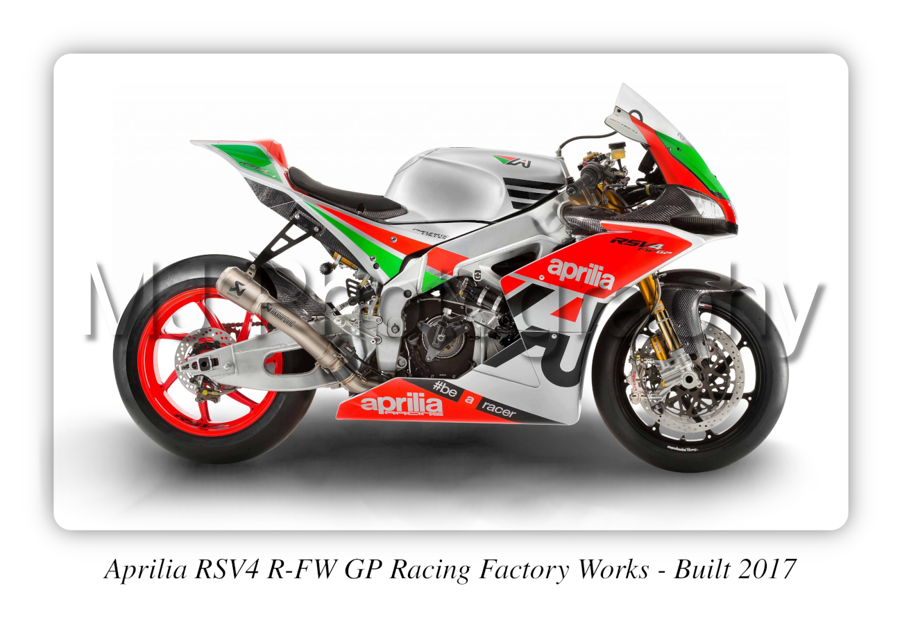 Aprilia RSV4 R FW GP Racing Factory Works Motorcycle - A3/A4 Size Print Poster