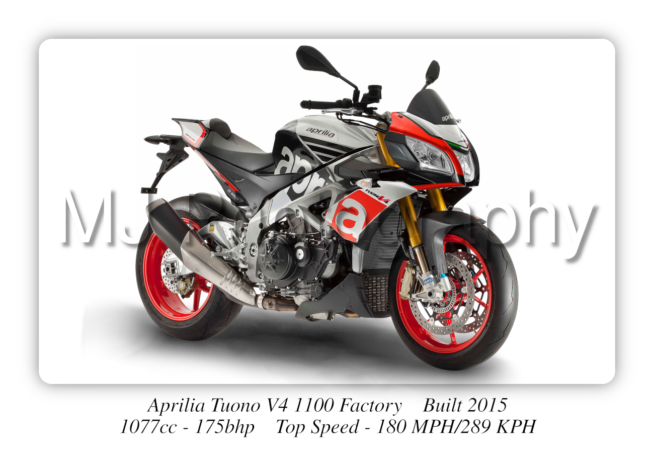 Aprilia Tuono V4 1100 Factory Motorcycle - A3/A4 Size Print Poster