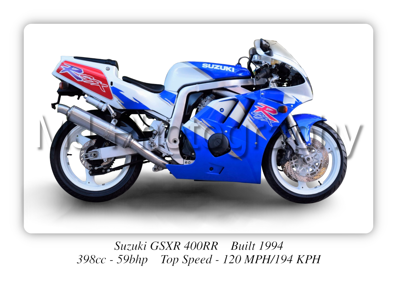 Suzuki GSXR 400RR Motorbike Motorcycle - A3/A4 Size Print Poster
