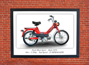 Puch Maxi Sport Moped Motorcycle - A3/A4 Poster/Print