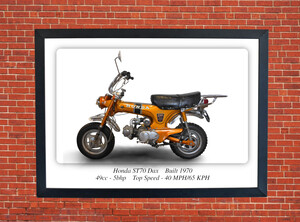 Honda ST70 Dax Motorbike Motorcycle - A3/A4 Size Print Poster