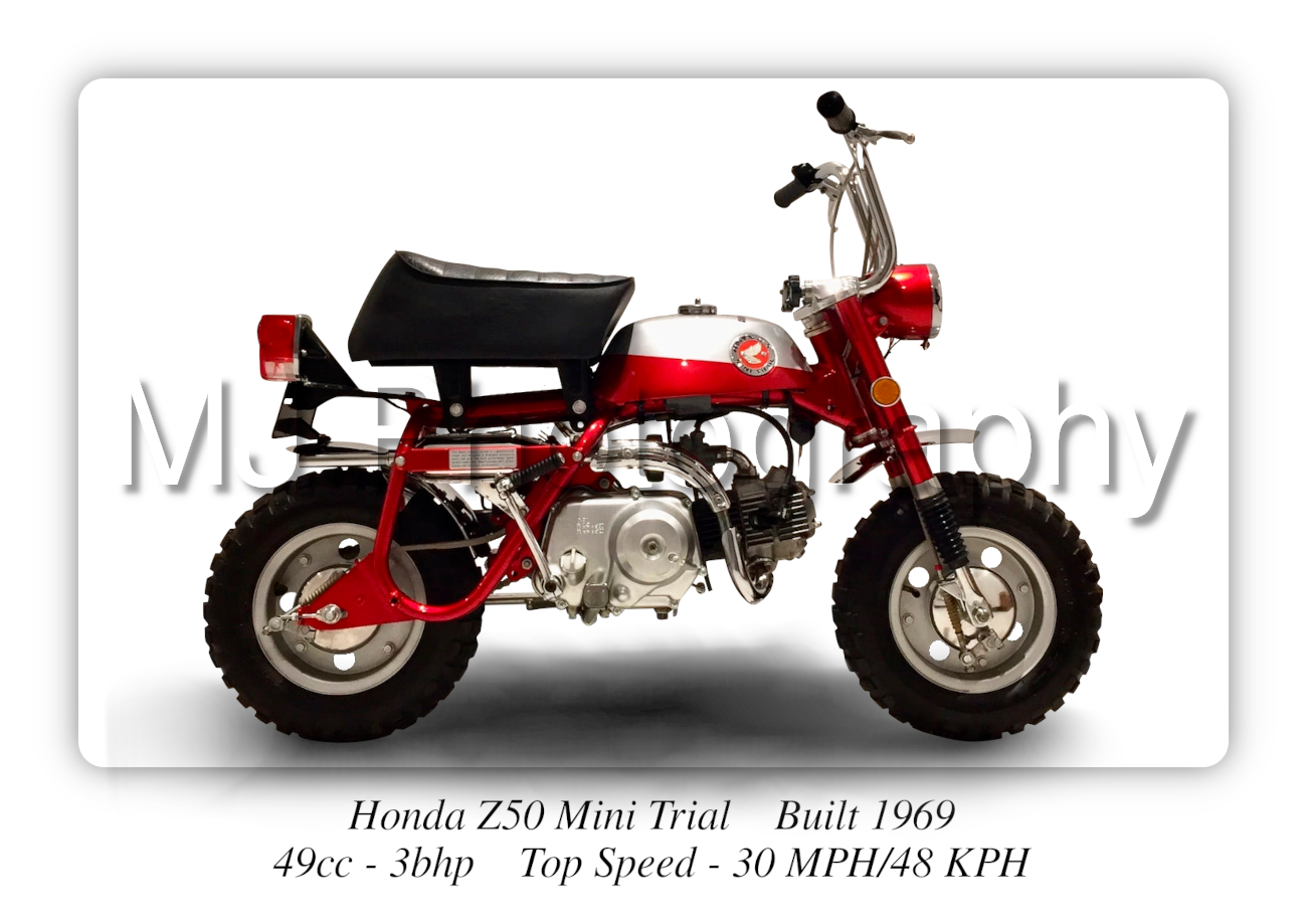 Honda Z50 Mini Trial Motorbike Motorcycle - A3/A4 Size Print Poster