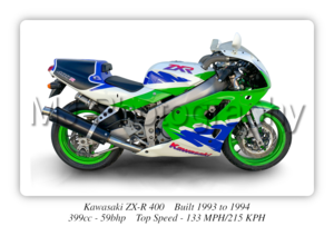 Kawasaki ZX-R 400 Motorcycle A3/A4 Size Print Poster on Photographic Paper