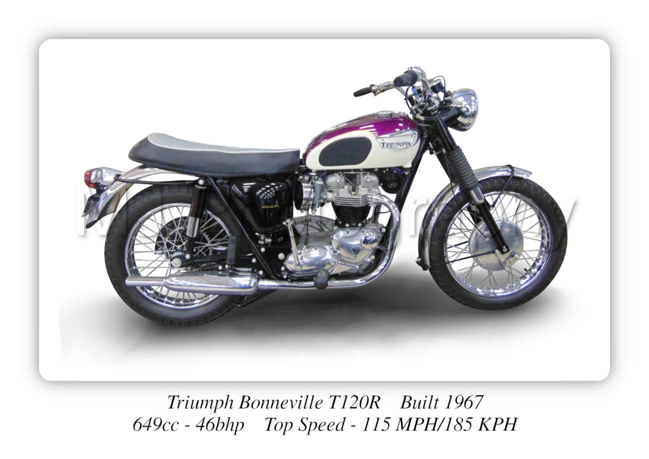 Triumph Bonneville T120R Motorbike Motorcycle - A3/A4 Size Print Poster