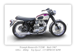 Triumph Bonneville T120R Motorbike Motorcycle - A3/A4 Size Print Poster