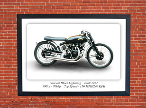 Vincent Black Lightning 1952 A3/A4 Size Print Poster on Photographic Paper
