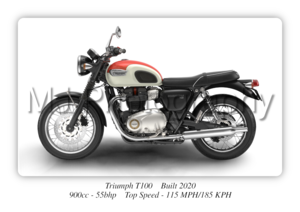 Triumph T100 Motorbike Motorcycle - A3/A4 Size Print Poster