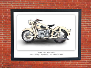 BMW R69 Motorbike Motorcycle - A3/A4 Size Print Poster