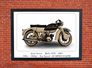 Ariel Arrow Motorcycle - A3/A4 Size Print Poster