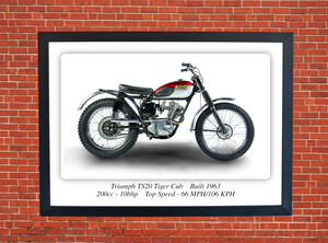 Triumph TS20 Tiger 1963 Motorbike Motorcycle - A3/A4 Size Print Poster