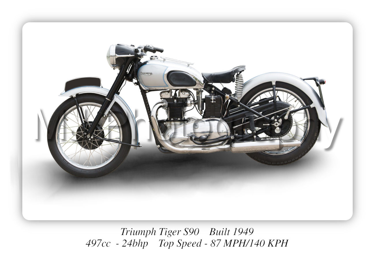 Triumph Tiger S90 1970 Motorbike Motorcycle - A3/A4 Size Print Poster