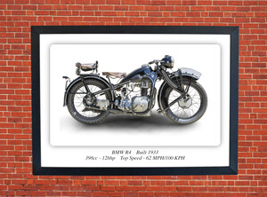 BMW R4 1933 Motorbike Motorcycle - A3/A4 Size Print Poster
