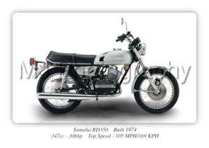Yamaha RD350 Motorbike Motorcycle - A3/A4 Size Print Poster