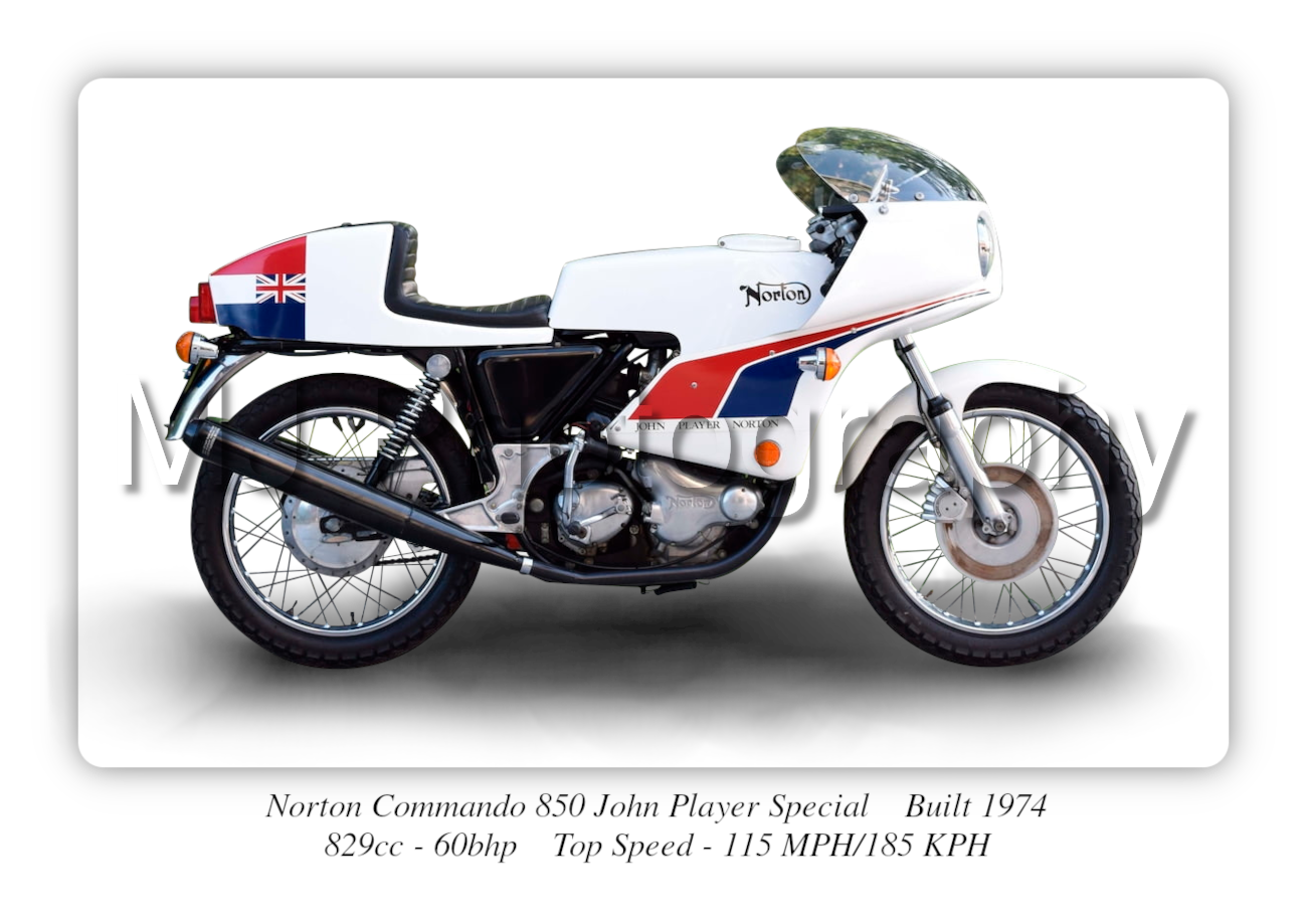 Norton Commando 850 John Player Special Motorcycle - A3/A4 Size Print Poster