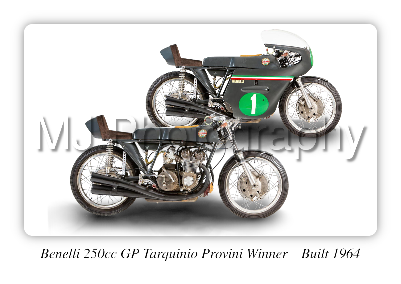 Benelli 250cc GP Tarquinio Provini Winner Motorcycle - A3/A4 Size Print Poster