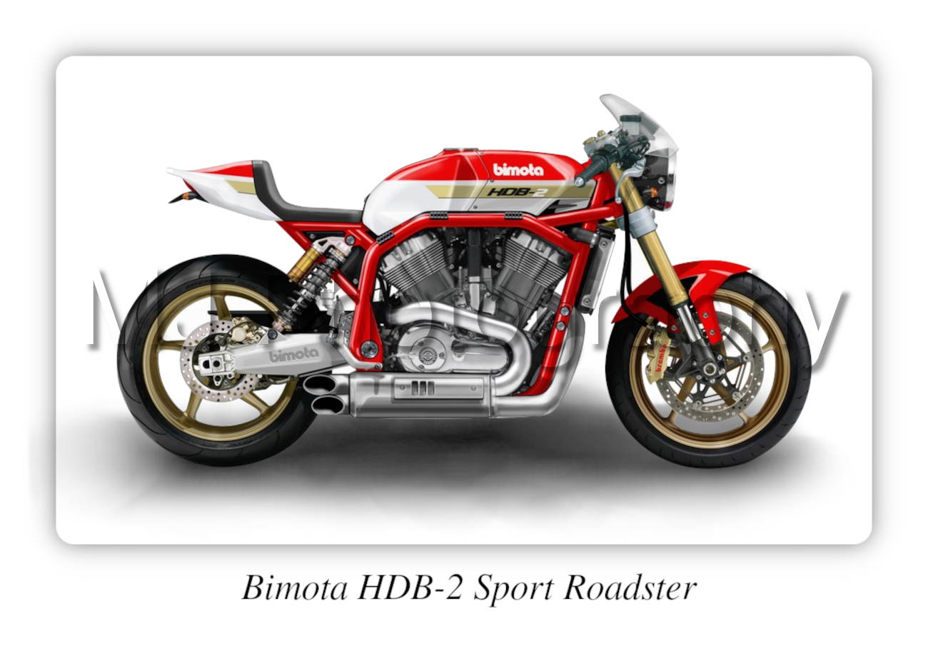 Bimota HDB-2 Sport Roadster Motorbike Motorcycle - A3/A4 Size Print Poster