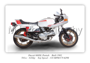 Ducati 600SL Pantah Motorbike Motorcycle - A3/A4 Size Print Poster