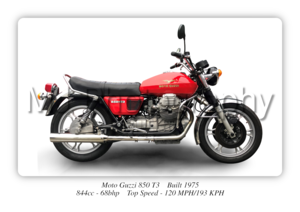 Moto Guzzi 850 T3 Motorbike Motorcycle - A3/A4 Size Print Poster
