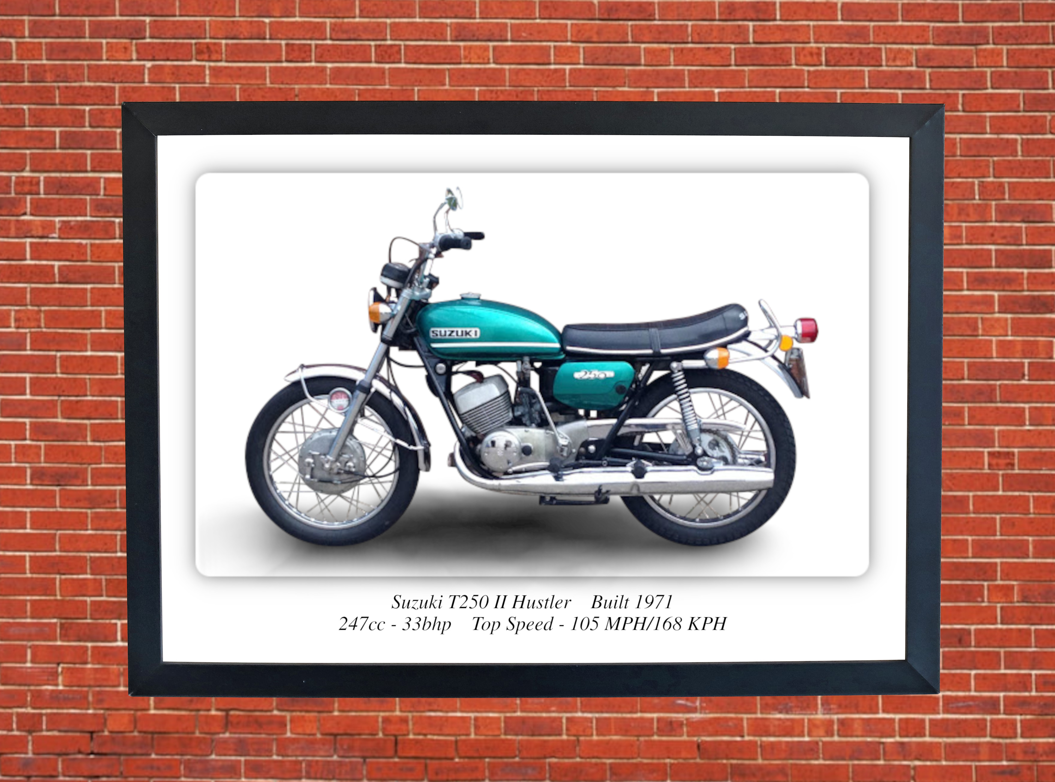 Suzuki T250 II Hustler Motorcycle A3 Size Print Poster on Photographic Paper