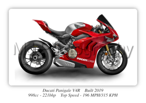 Ducati Panigale V4R Motorbike Motorcycle - A3/A4 Size Print Poster
