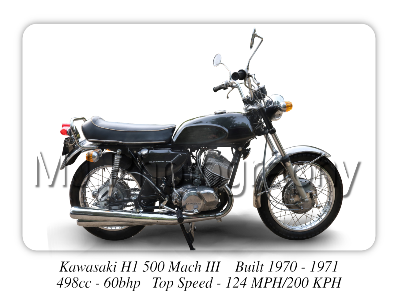 Kawasaki H1 500 Mach III Motorcycle - A3/A4 Size Print Poster