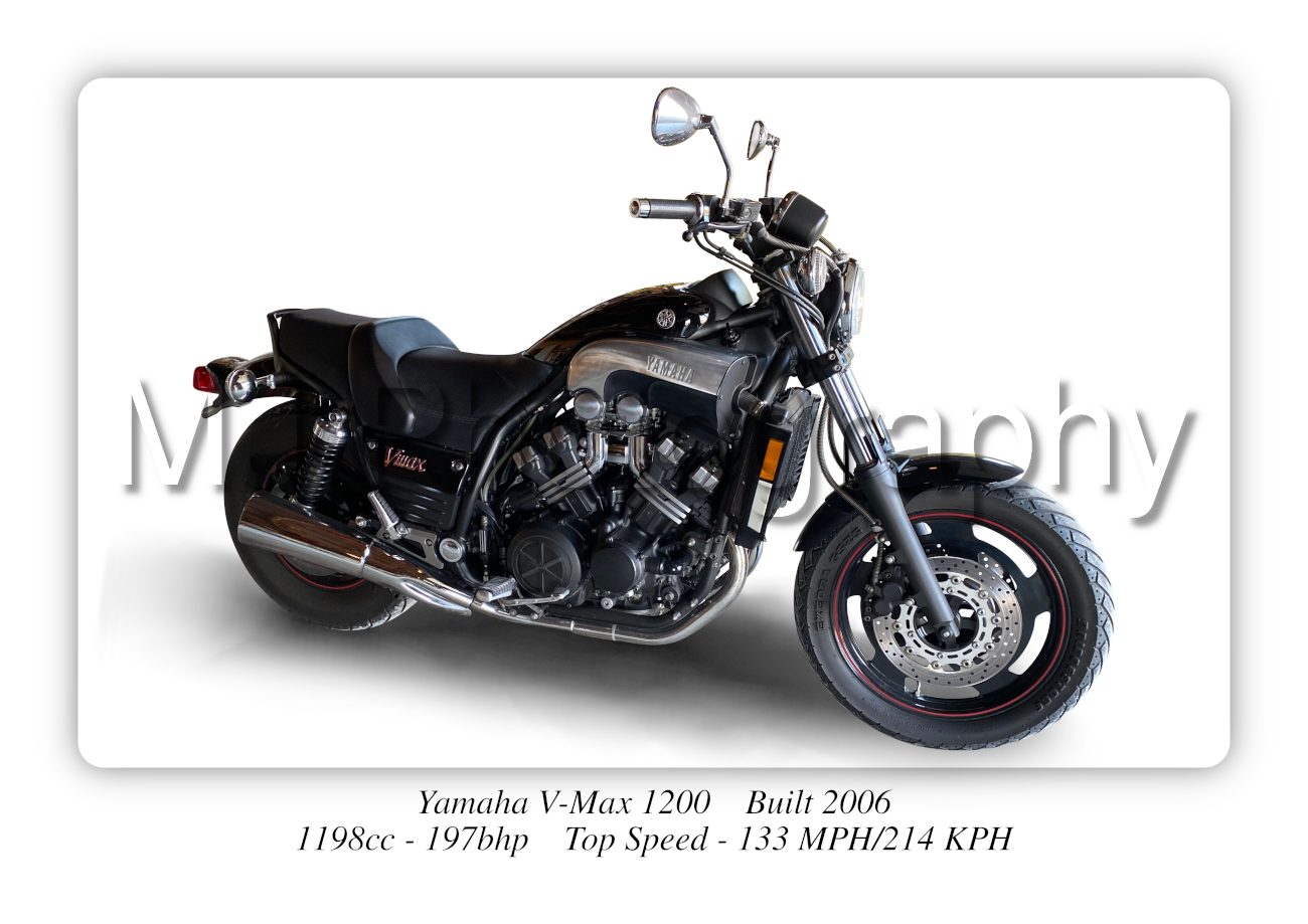 Yamaha V-Max 1200 Motorbike Motorcycle - A3/A4 Size Print Poster
