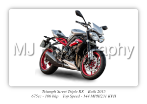 Triumph Street Triple RX Motorbike Motorcycle - A3/A4 Size Print Poster