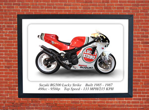 Suzuki RG500 Lucky Strike Motorcycle - A3/A4 Size Print Poster