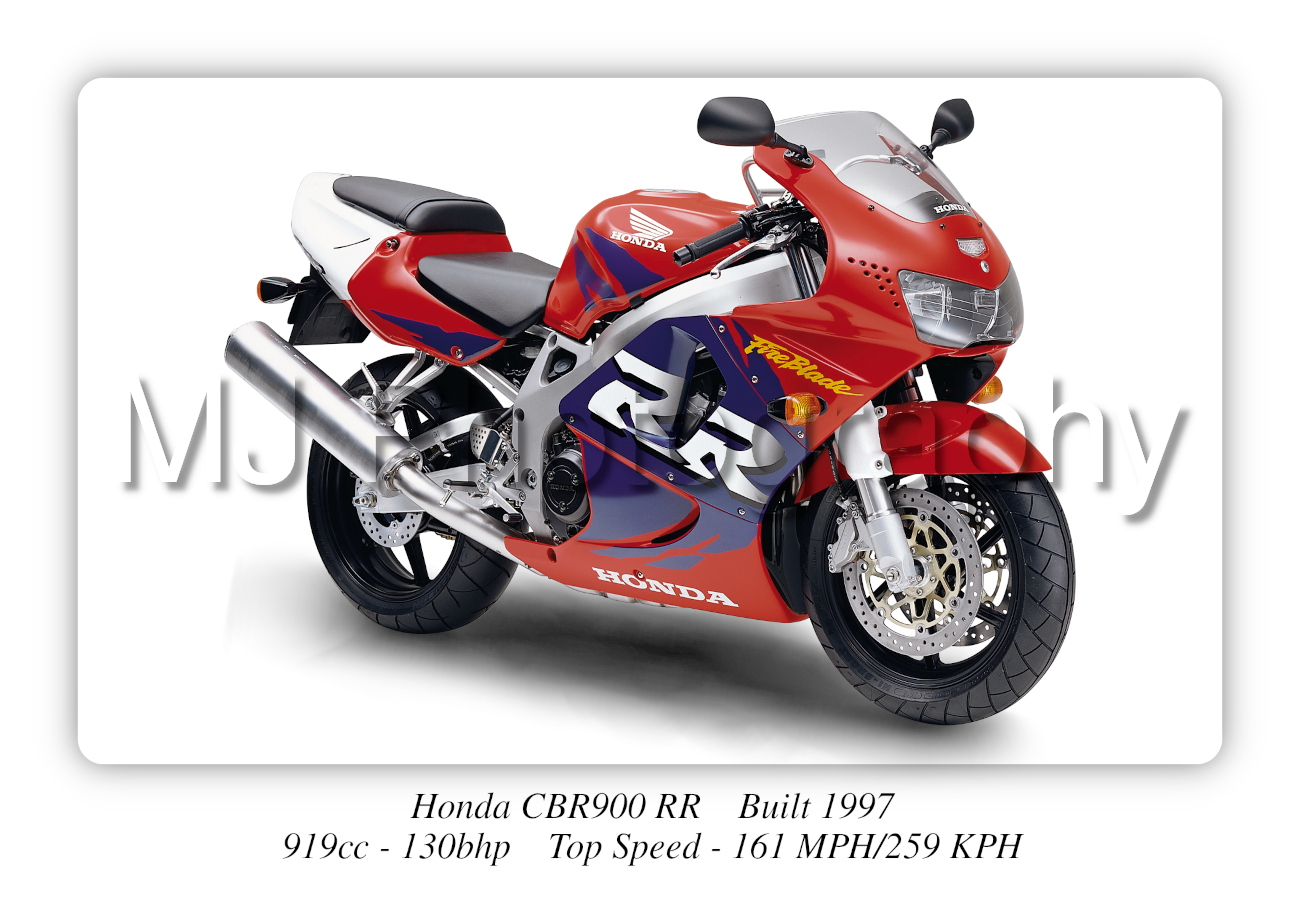 Honda CBR900 RR Motorbike Motorcycle - A3/A4 Size Print Poster