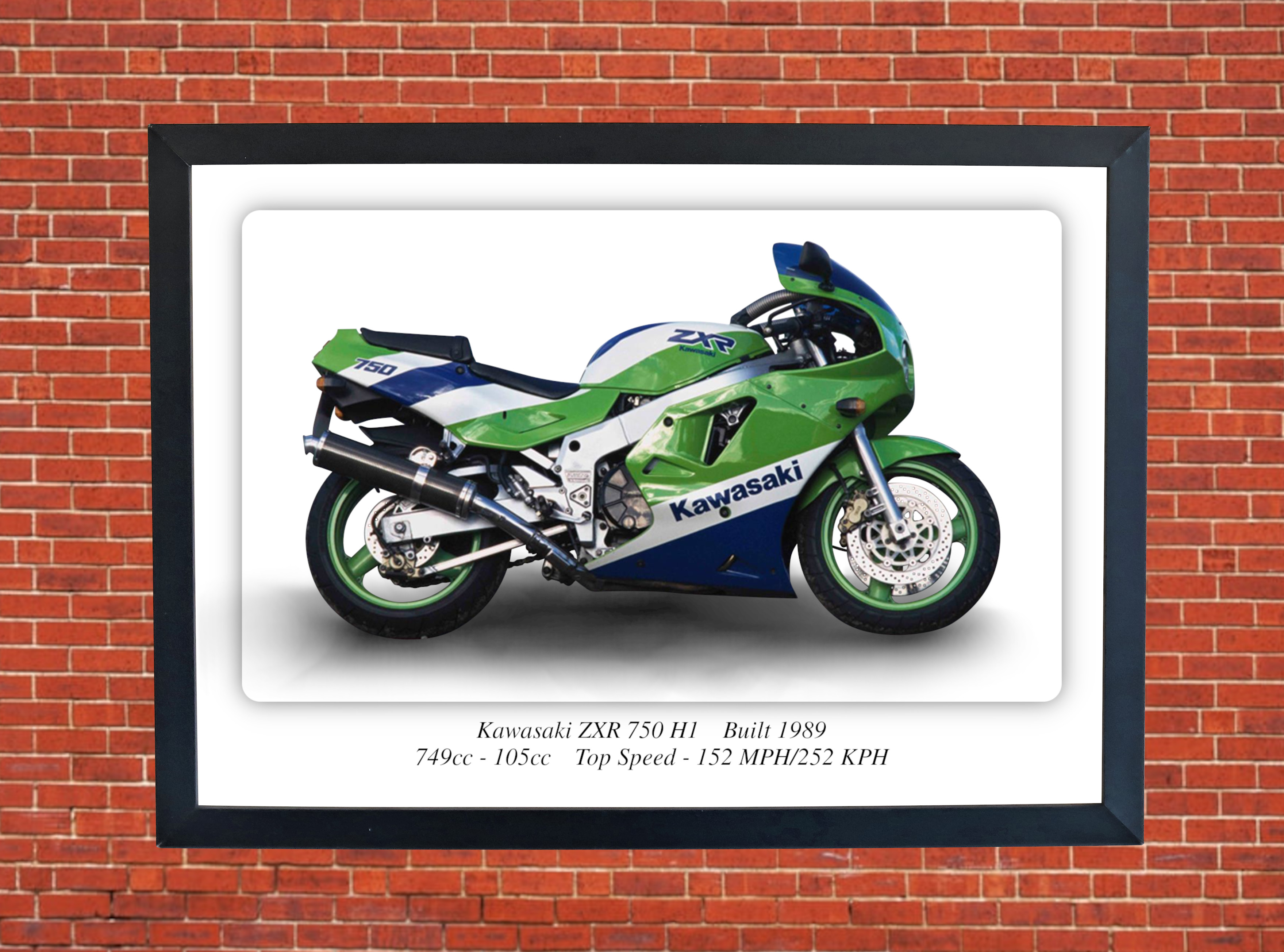 Kawasaki ZXR 750 H1 Motorbike Motorcycle - A4 - A0 Size Print Poster