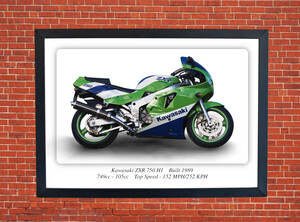 Kawasaki ZXR 750 H1 Motorbike Motorcycle - A3/A4 Size Print Poster
