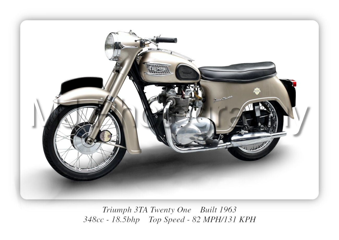 Triumph 3TA Twenty One Motorbike Motorcycle - A3/A4 Size Print Poster