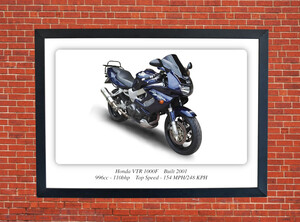 Honda VTR 1000F Motorbike Motorcycle - A3/A4 Size Print Poster