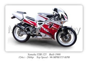 Yamaha TZR 125 Motorbike Motorcycle - A3/A4 Size Print Poster